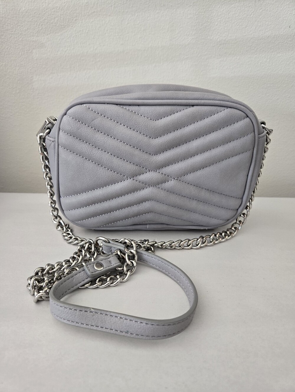 INC International Concepts Mauve Gray Quilted Crossbody Shoulder Bag